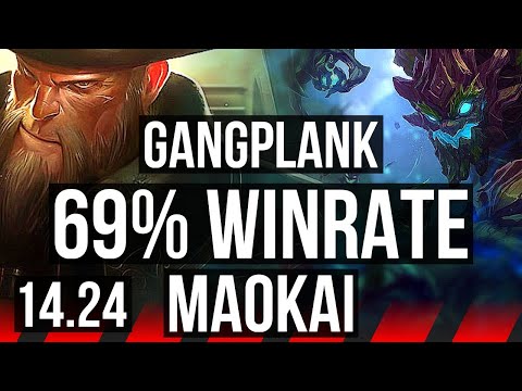 GANGPLANK vs MAOKAI (TOP) | 69% winrate, 4/1/2 | KR Grandmaster | 14.24