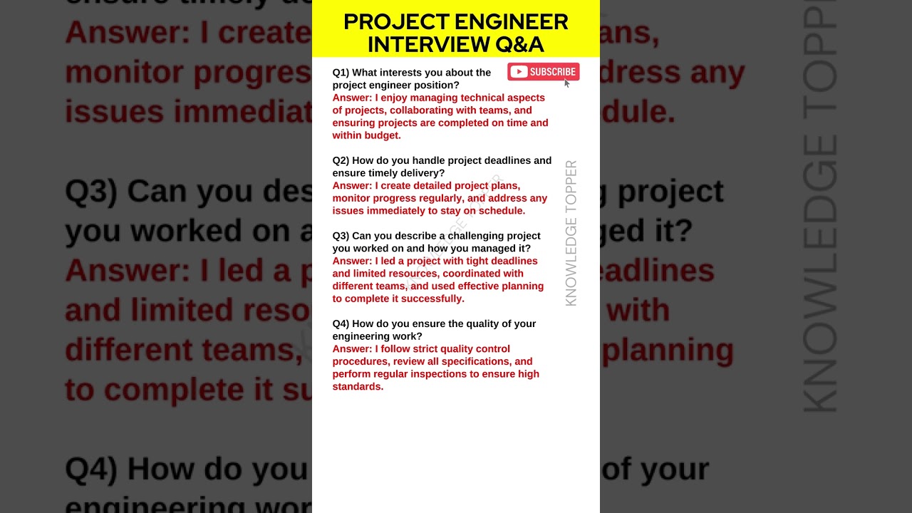 Project Engineer Interview Questions and Answers