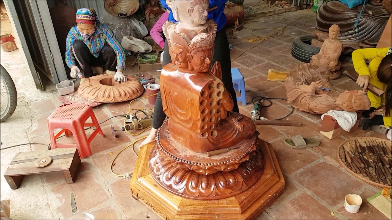 Quá trình xử lí bề mặt tượng Thiên Thủ Thiên Nhãn Quan Âm