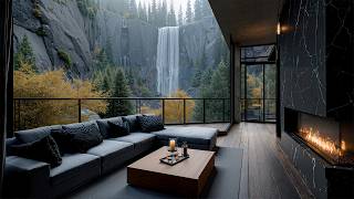 Luxury Balcony Overlooking The Forest And Soft Jazz – Smooth Jazz And Fireplace Create Inner Peace