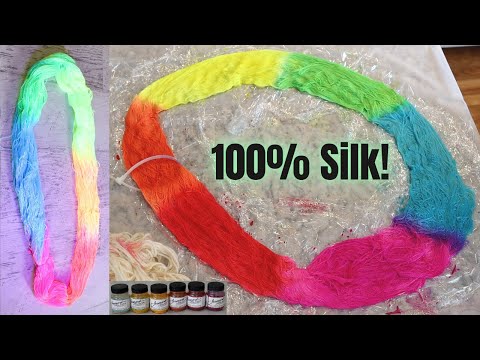 Dyepot PS #62 - Handpainting 100% Silk Lace Weight Yarn with Fluorescent Rainbow Acid Dyes