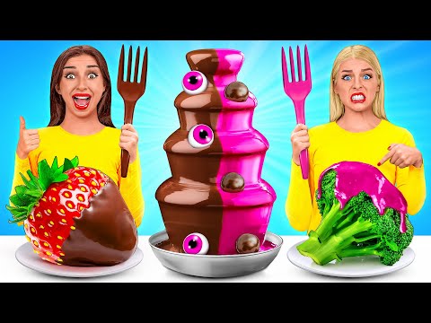 Chocolate Fountain Fondue Challenge | Eating Only Sweet 24 Hours by TeenDO Challenge