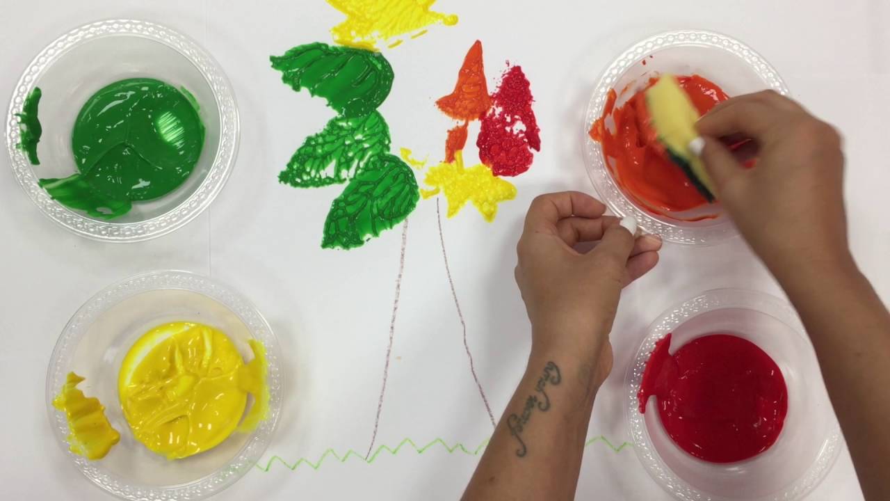 Millwood Education: Autumn Tree Sponge Stamping Crafts