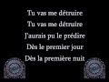 Tu vas me detruire - paroles 