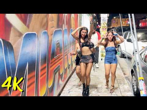 Miami Florida USA Vibrant Nightlife | Wynwood Miami At Night | 4K Night Walk Tour