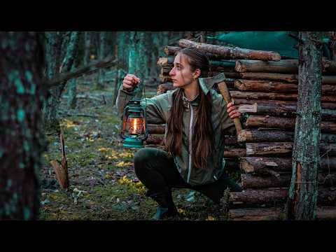 2 Days Alone in a Wild Forest with Wolves Around | Solo Girl Builds a Shelter & Survives the Night 🔥