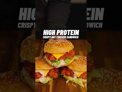 CRISPIEST High Protein Hot Honey Chicken Sandwich 🔥🍗🍔 43g Protein! Easy to Make #gymfood
