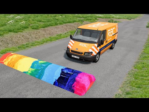 Cars vs RainBow Colors Massive Speed Bumps - BeamNG.drive