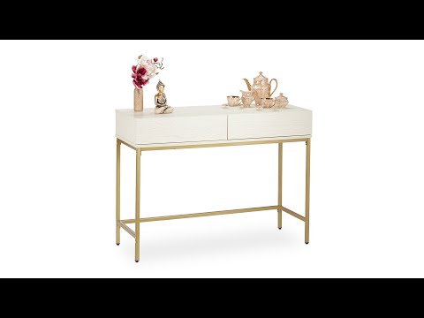 Table de console Doré Blanc Doré - Blanc - Bois manufacturé - Métal - 111 x 81 x 40 cm