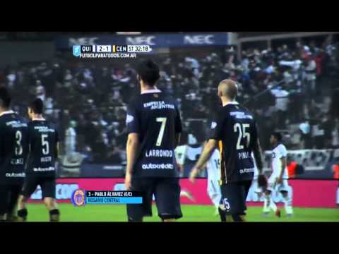 Gol de Álvarez e/c. Quilmes 2  - Central 1. Fecha 20. Primera División 2015. FPT.