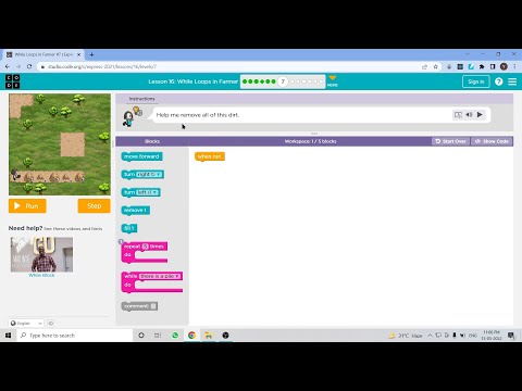 L16-7 |Code.org | Express-2021 | Lesson 16: While Loops in Farmer | level 7