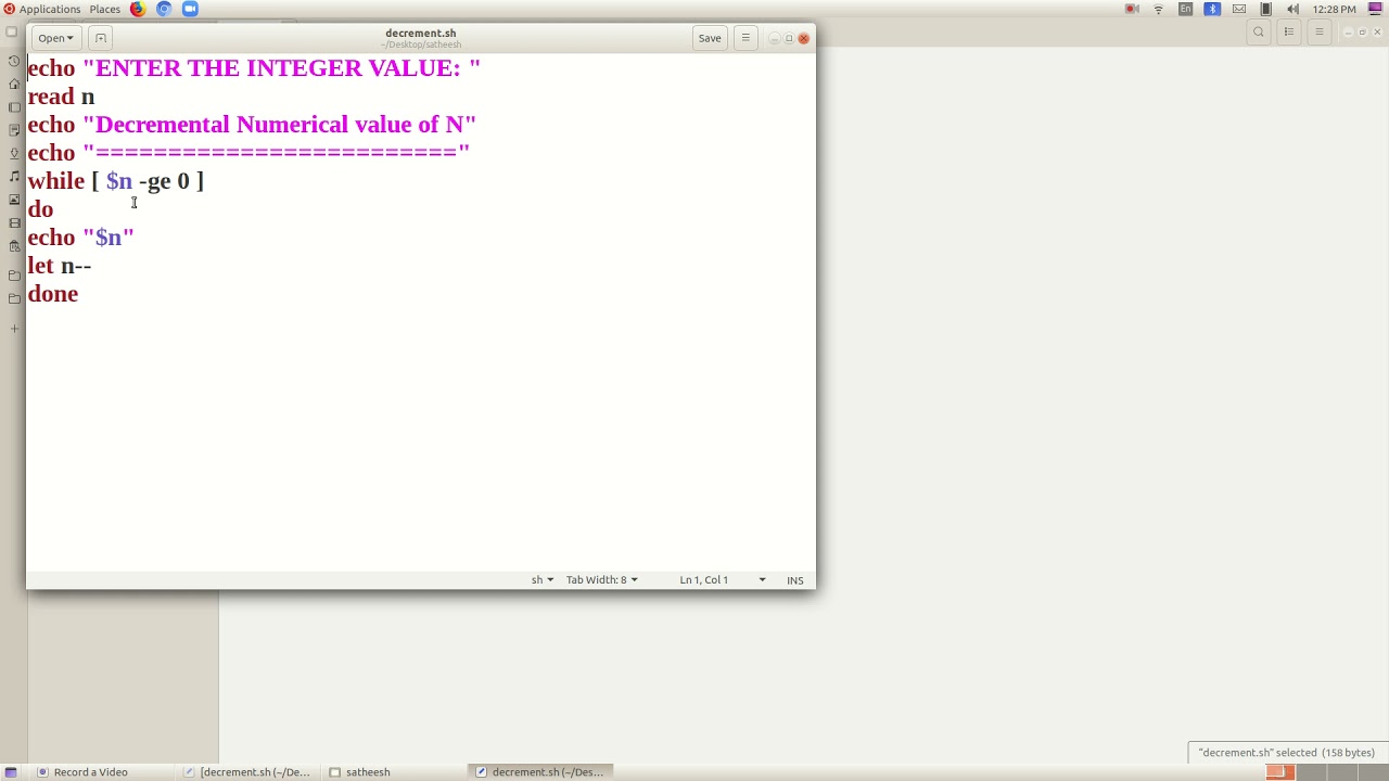 System Administration lab - shell programming 1 -exp4