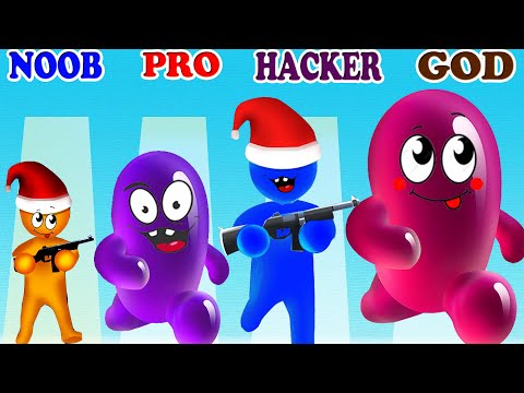 NOOB vs PRO vs HACKER vs GOD in Gun Clash Battle Friends vs Join Blob Clash 3D Gameplay - PikaName