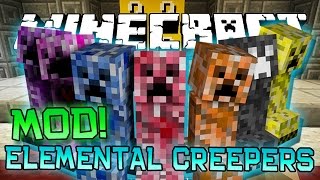Minecraft "ELEMENTAL CREEPERS" MOD! (Firework, Ice, MUTANT SPIDER, and Cake Creepers) Mod Showcase