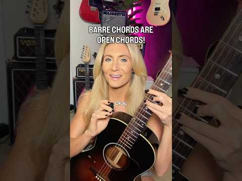 Barre Chord Are Open Chords?? WHAT?! #guitarlesson #learnguitar #guitarteacher #guitarchords
