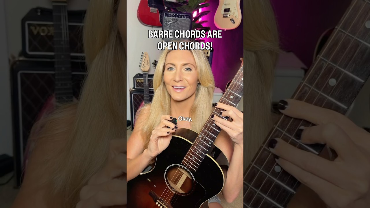 Barre Chord Are Open Chords?? WHAT?! #guitarlesson #learnguitar #guitarteacher #guitarchords