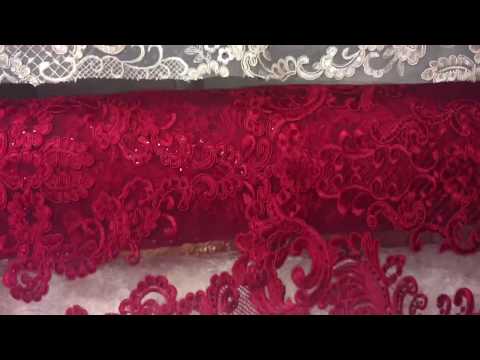 Sequin embroidered lace royal king antique fabric