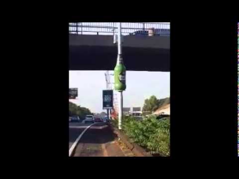 AMAZING BOTTLE ROTATION 360 on a light mast