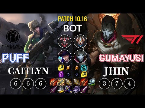 IG Puff Caitlyn vs T1 Gumayusi Jhin Bot - KR Patch 10.16