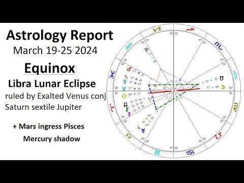 Astrology March 19-25 2024 - Equinox - Libra Lunar Eclipse - Venus conj Saturn sextile Jupiter +
