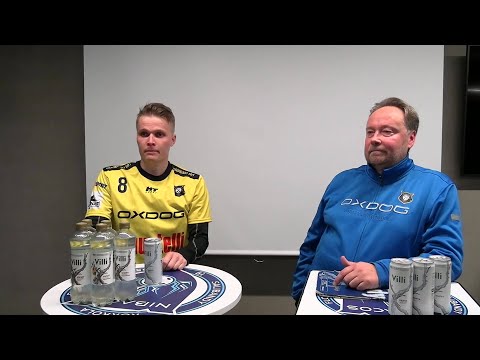 1.10.2021 Merikoskelta haastattelussa pelaaja Niko Shnoro ja valmentaja Juha Laukka.