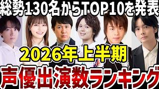 2026年上半期声優出演数ランキング総勢130名からTOP10を発表ランキング