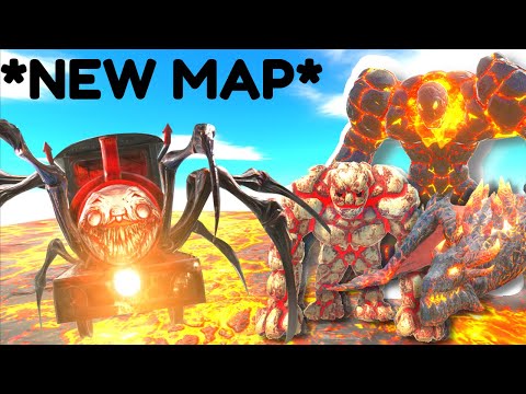 LAVA TRIO VS 3X MONSTERS IN *NEW LAVA MAP* WITH *FIREBALL RAIN* - ANIMAL REVOLT BATTLE SIMULATOR