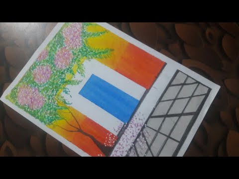 Beautiful Blue Door oil pastel drawing step by step//...