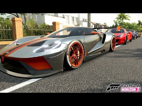 RACHA OFICIAL FORD GT VS FERRARI 458 VS CHEVROLET CORVETTE VS ULTIMA GTR - Forza Horizon 3 ONLINE