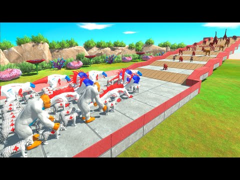 ⚡DOCTOR HYDRA & T-Rex Goro vs VIRUS ARMY DEATH CLIMB CHALLENGE - 🦖 Animal Revolt Battle Simulator 🦕