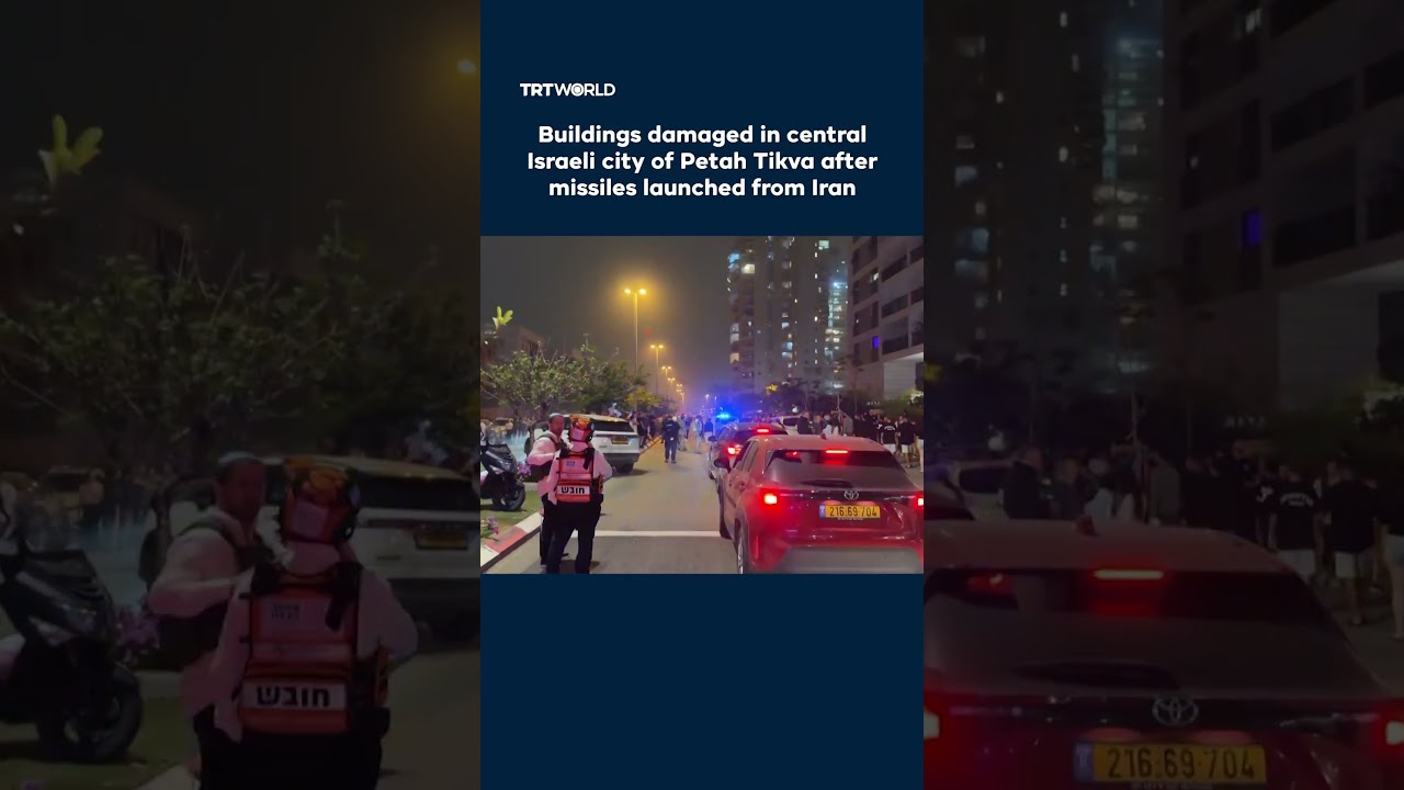 Video | Buildings damaged in central Israeli city of Petah Tikva after missiles launched from Iran