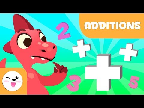 Part of a video titled Addition for kids - Learning to add with Dinosaurs - Mathematics for kids