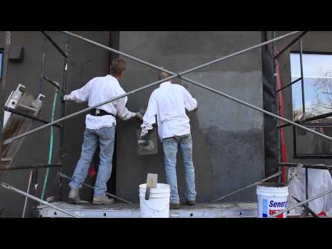 Acrylic stucco finish over cinder block chimney