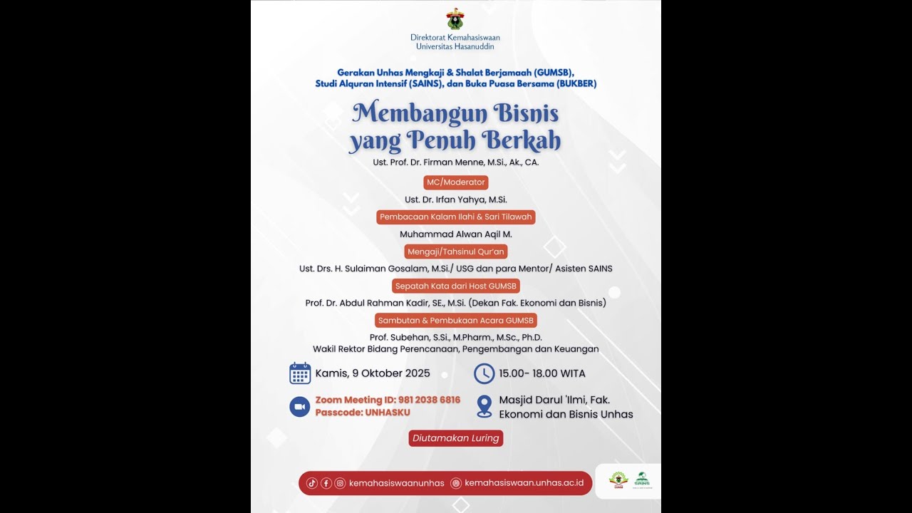 Gerakan Unhas Mengkaji dan Shalat Berjamaah TA 2025/2026