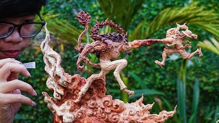 One Piece: LUFFY Gear 5 vs LUCCI  - Wood Carving ASMR - Extremely ingenious Woodworking Skill