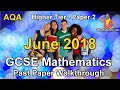 GCSE Maths AQA June 2018 Paper 2 Higher Tier Walkthrough