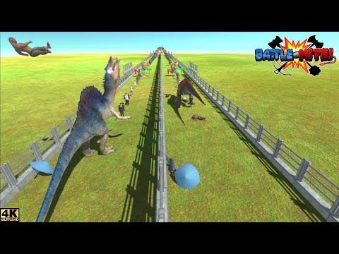 BATTLE RACE with SPINO and T-REX | BATTLE RACE | ANIMAL REVOLT BATTLE SIMULATOR | ARBS
