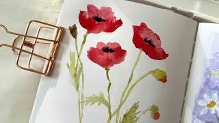 Just 5 Minutes to Paint Pretty Watercolor Poppies (Day 19 Joy of June Daily Challenge)