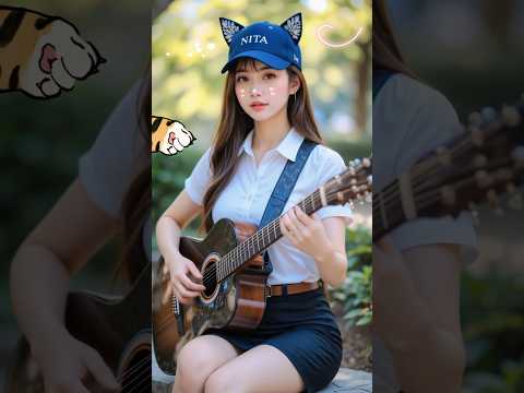 Nita playing gentle guitar melodies at the park  #music #beautiful #aiart #guitar #song #guitarcover