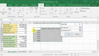 Excel What If Analysis: Data Table One Variable (Excel 2016)