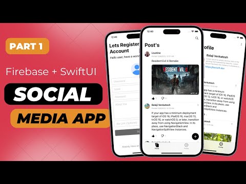 SwiftUI Social Media App - Firebase - Part 1 - Xcode 14 - SwiftUI Tutorials thumbnail