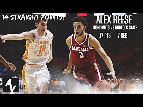 Alex Reese vs Norfolk State - NIT Highlights | 17 Pts and 7 Rebs | 14 Straight Points!