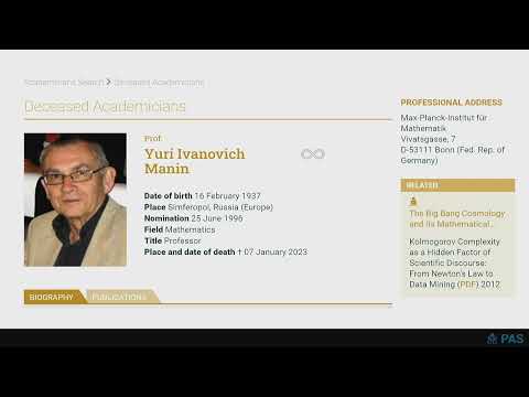 Commemoration of PAS Academician Yuri Manin by Academician Daya Reddy