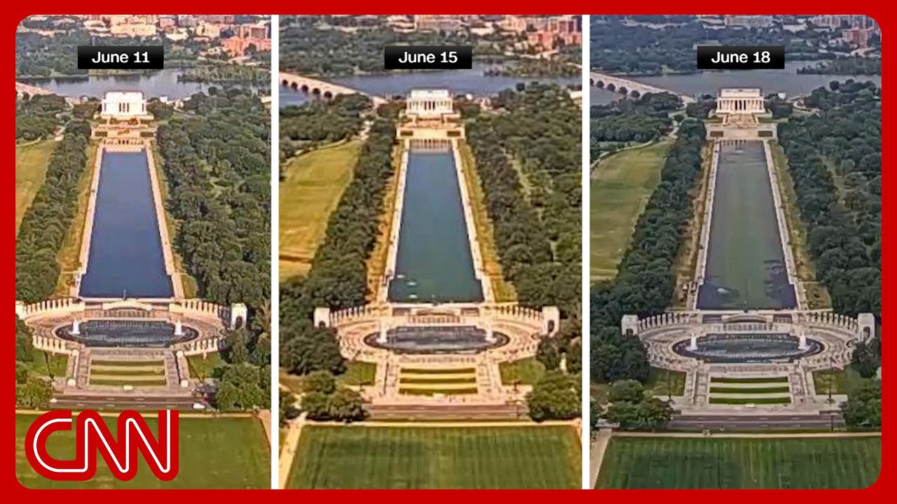 Trump claims vandals damaged Reflecting Pool without evidence; one arrested man says he touched detached renovation material