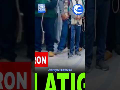 “Ronderos castigan al alcalde de Huancabamba con un chicotazo por presunto mal uso de fondos.”