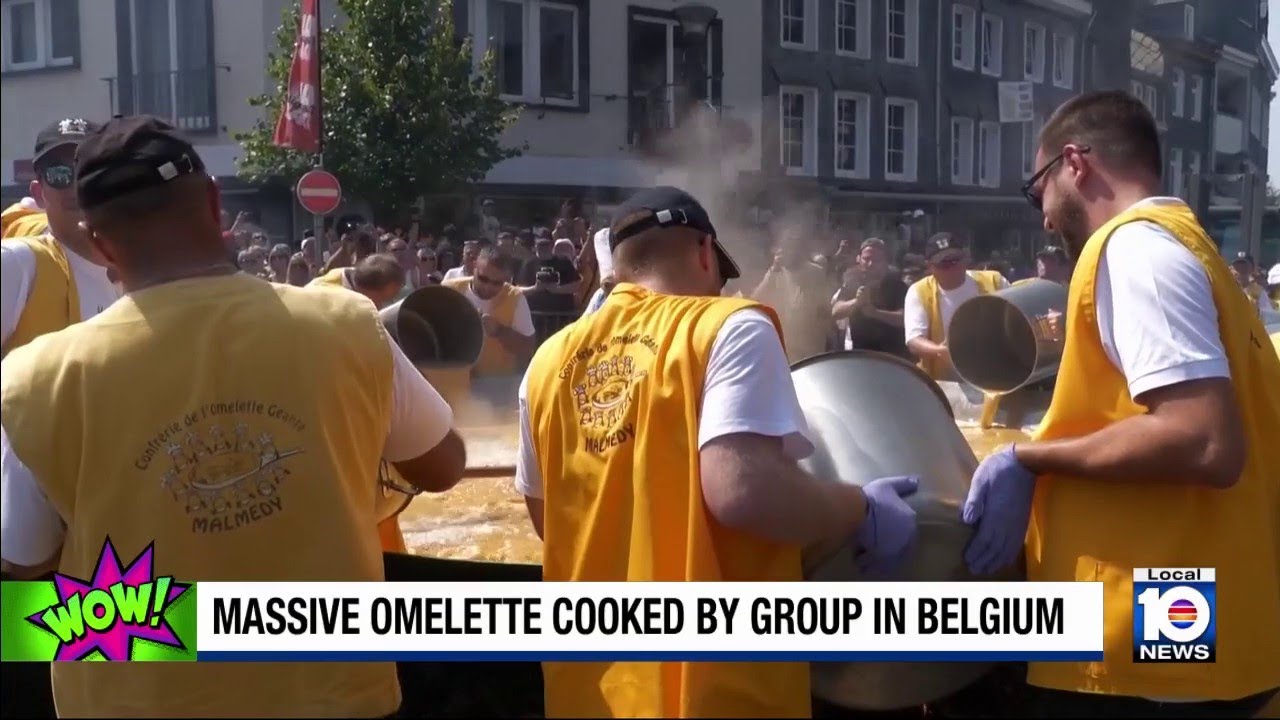 Belgians gather to feast on giant omelet made of thousands of eggs