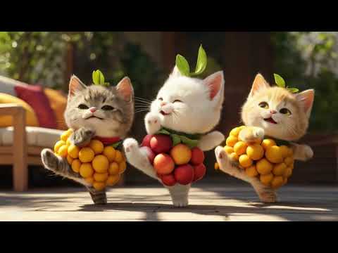 🍎😻 Adorable Dancing Cats in Fruit Outfits – Too Cute to Handle! 🍇🐾