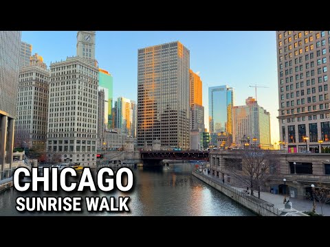 CHICAGO ☀️ Sunrise Walking Tour On Monday | November 17, 2025 | 4K 60fps Video City Sounds