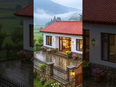 The small house with the red brick roof is very beautiful. #dreamhouse