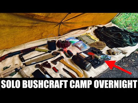 Solo Survival Bushcraft Camping Overnight! Bushcraft Kit and Gear!